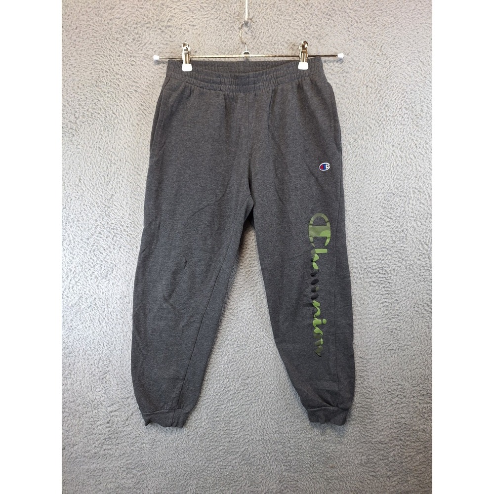 Champion Sweatpants Mens L (Fits 26x25) Black Athletic Spell Out Elastic Waist
